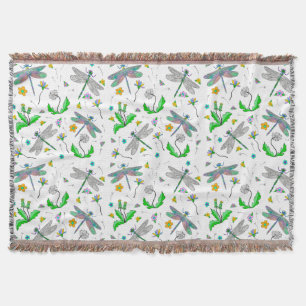 Dragonflies and Dandelions     Throw Blanket