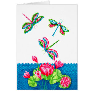 Dragonflies and Lilies Card