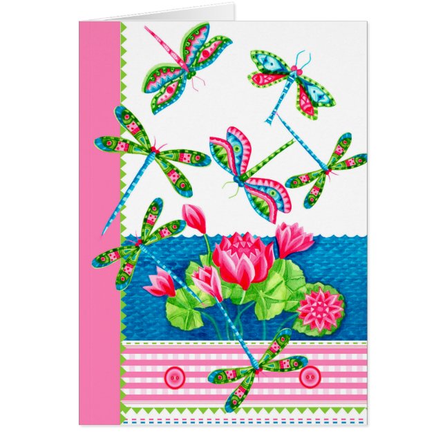 Dragonflies and Lilies Card (Front)