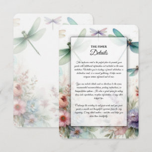 Dragonflies and Pastel Florals Wedding Enclosure Card