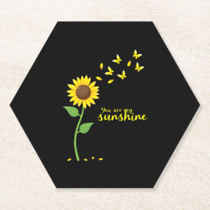 Dragonflies and Sunflower You Are My Sunshine (1) Paper Coaster