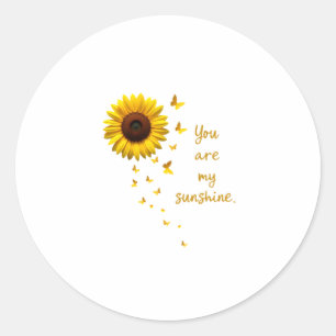 Dragonflies and Sunflower You Are My Sunshine Classic Round Sticker