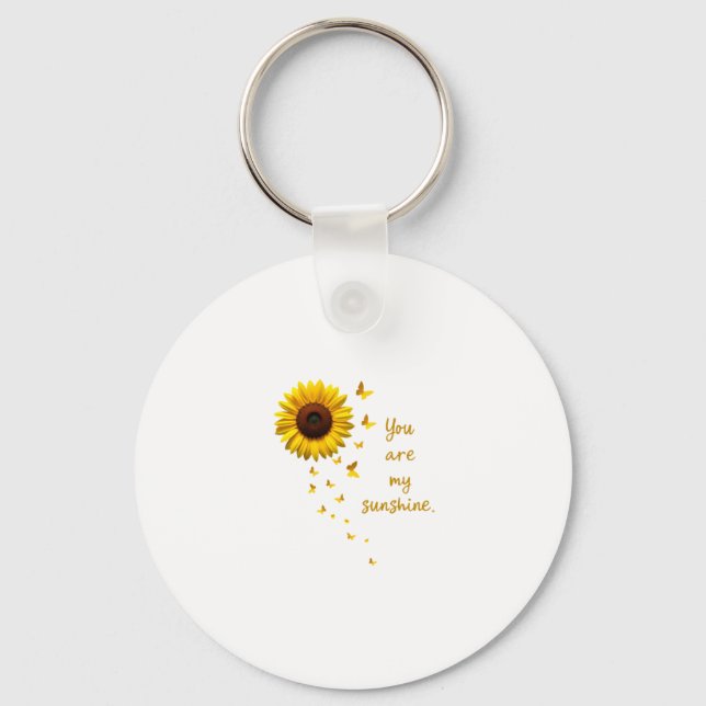 Dragonflies and Sunflower You Are My Sunshine Key Ring (Front)