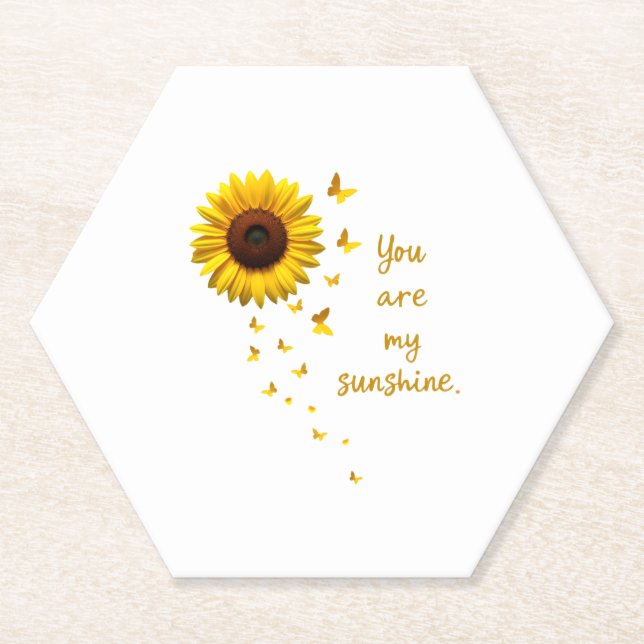 Dragonflies and Sunflower You Are My Sunshine Paper Coaster (Front)