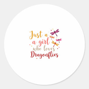 Dragonflies Animals Women Gift Idea Dragonfly (1) Classic Round Sticker