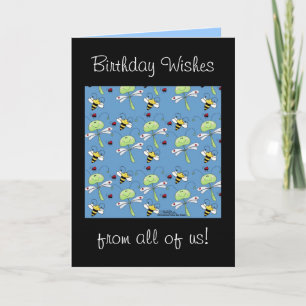Dragonflies, Bees and Ladybugs Collage Card