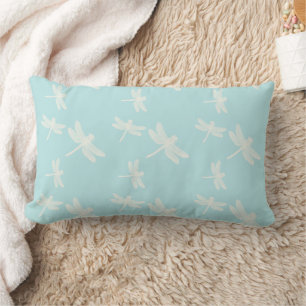 Dragonflies Blue Cream Pattern Lumbar Cushion