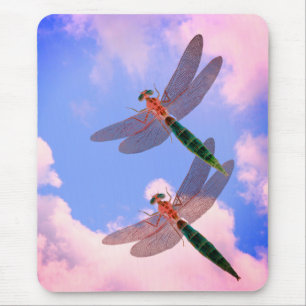 Dragonflies Blue Sky Clouds Nature  Mouse Pad