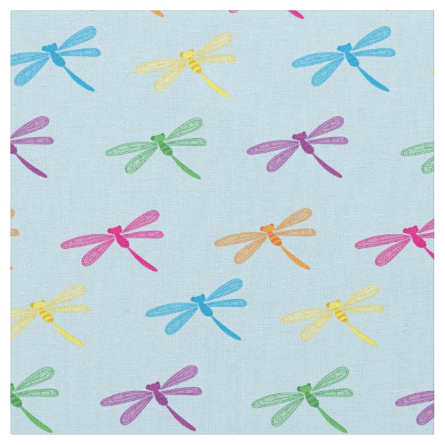 Dragonflies Colourful Dragonfly Rainbow Fabric (Close Up)