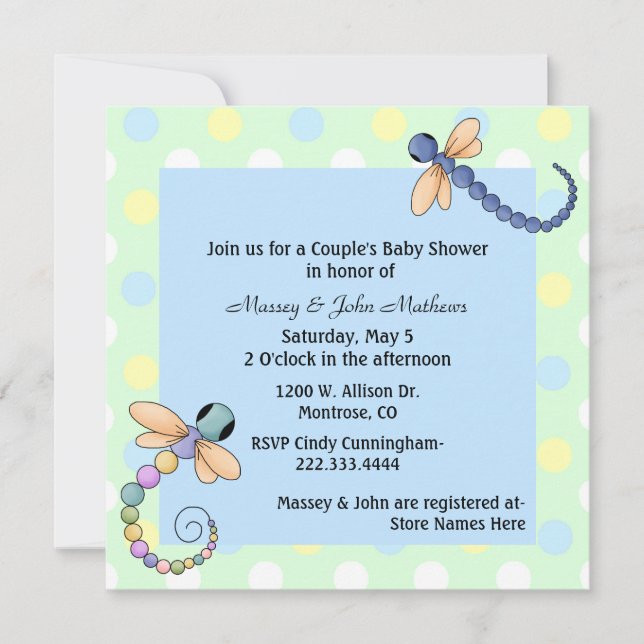 Dragonflies Couple's Baby Shower Invitation (Front)