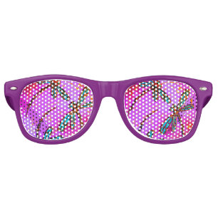 Dragonflies Electric Pink Retro Sunglasses