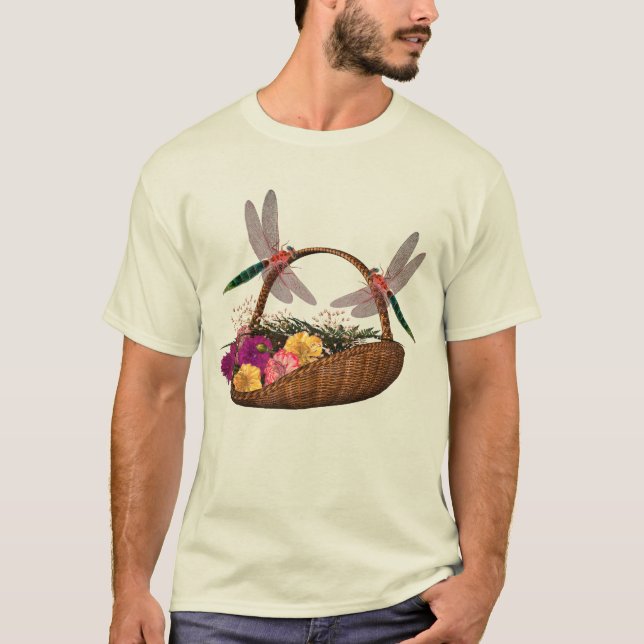 Dragonflies Flower Basket    T-Shirt (Front)