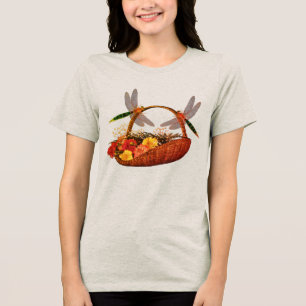 Dragonflies Flower Basket   Tri-Blend Shirt
