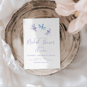 Dragonflies Handpainted Purple Blue Bridal Shower Postcard