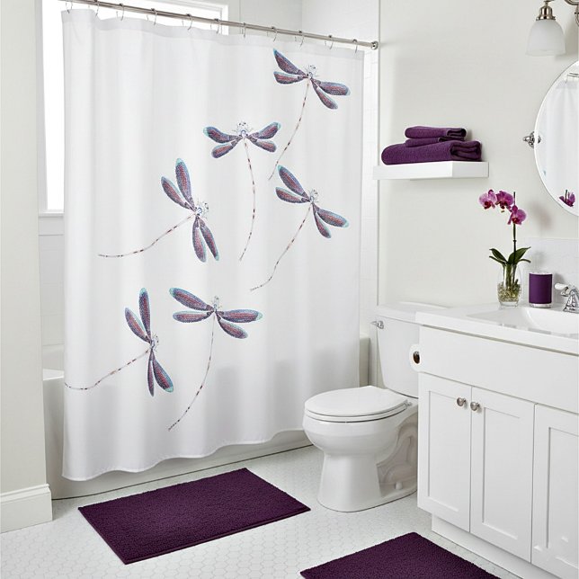 Dragonflies in flight shower curtain (Creator Uploaded)