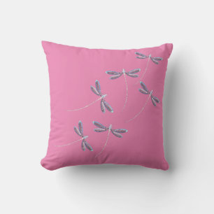 Dragonflies in flight throw pillow