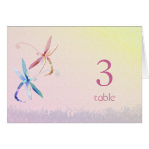 Dragonflies in Love Wedding Table Number Card