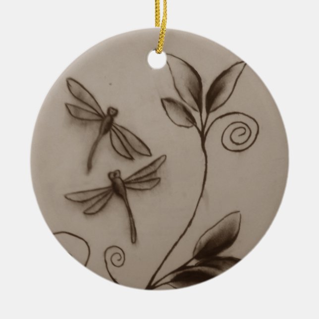 Dragonflies.jpg Ceramic Tree Decoration (Front)