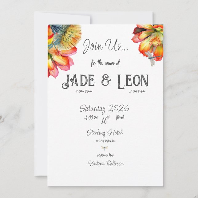 Dragonflies Love Forever Wedding Invitation (Back)