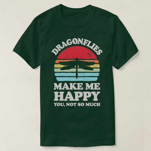 Dragonflies Make Me Happy Sunset Retro for Men Wom T-Shirt (Design Front)