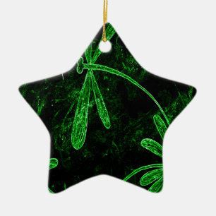 Dragonflies Neon Green Ceramic Tree Decoration