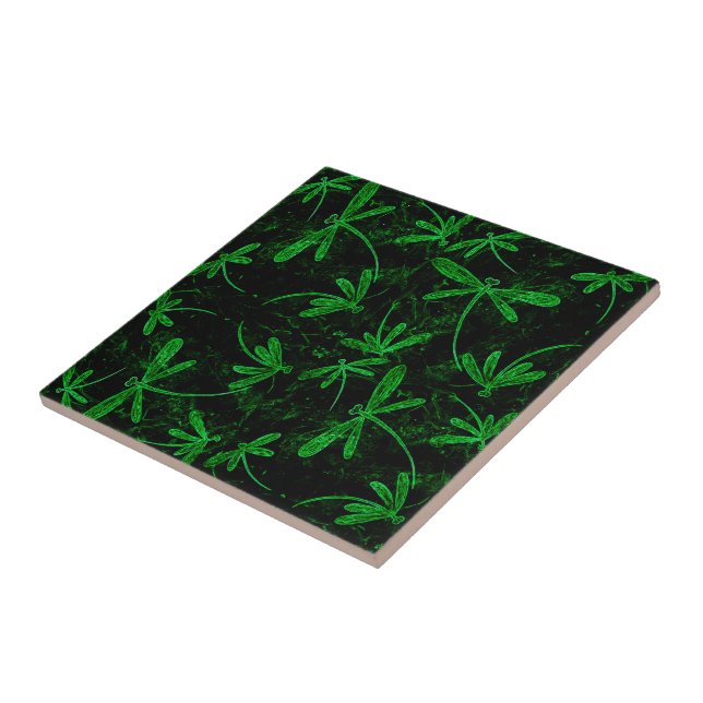 Dragonflies Neon Green Tile (Side)
