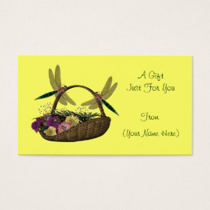 Dragonflies On Basket Personalised Gift Card Tag