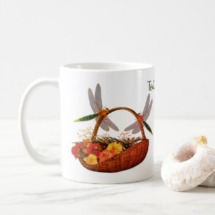 Dragonflies On Flower Basket Personalized Coffee Mug
