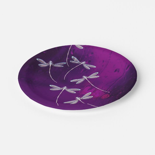 Dragonflies on water paper plate (Angled)