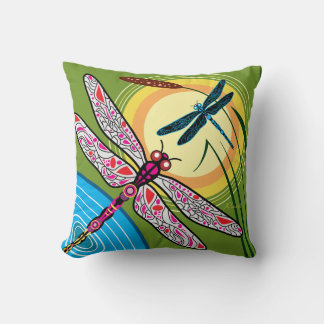 Dragonflies Over Water Cushion
