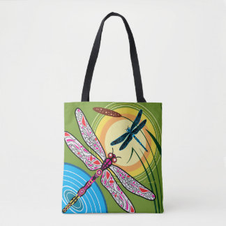 Dragonflies Over Water Tote Bag
