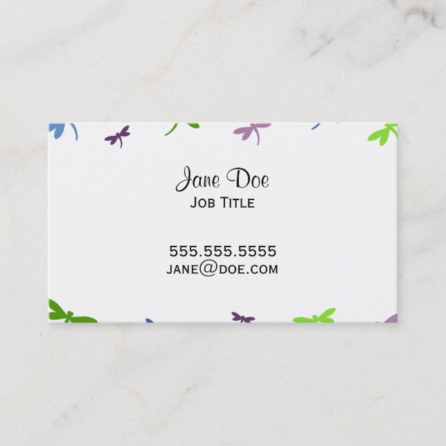 Dragonflies Pattern - Blue, Green, and Purple Business Card (Front)
