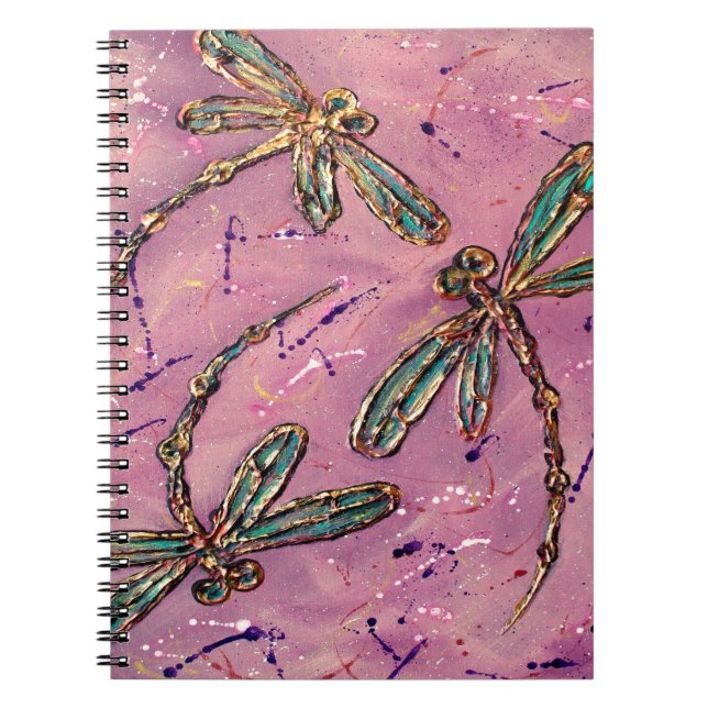 Dragonflies Pink Fizz Spiral Notebook (Front)