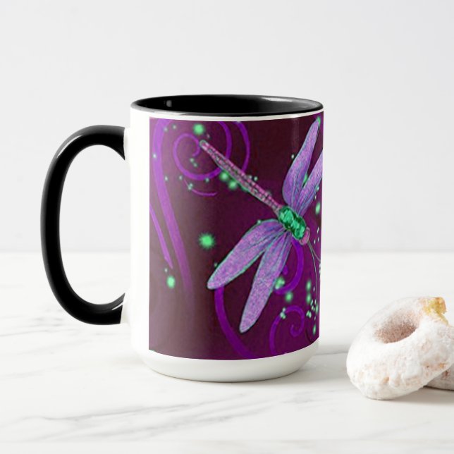 Dragonflies Purple Dreams 15oz Combo Mug (With Donut)
