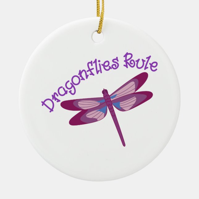 Dragonflies Rule Ceramic Tree Decoration (Front)