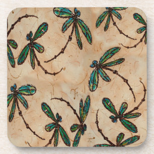 Dragonflies Rustic Cream Coaster