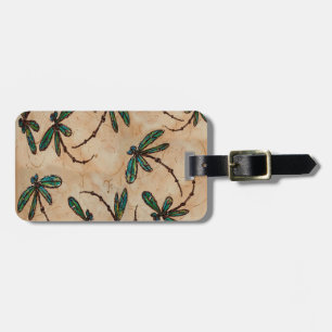 Dragonflies Rustic Cream Luggage Tag