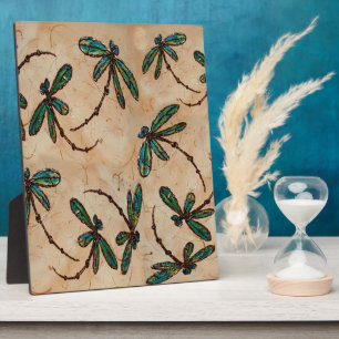 Dragonflies Rustic Cream Plaque