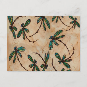 Dragonflies Rustic Cream Postcard