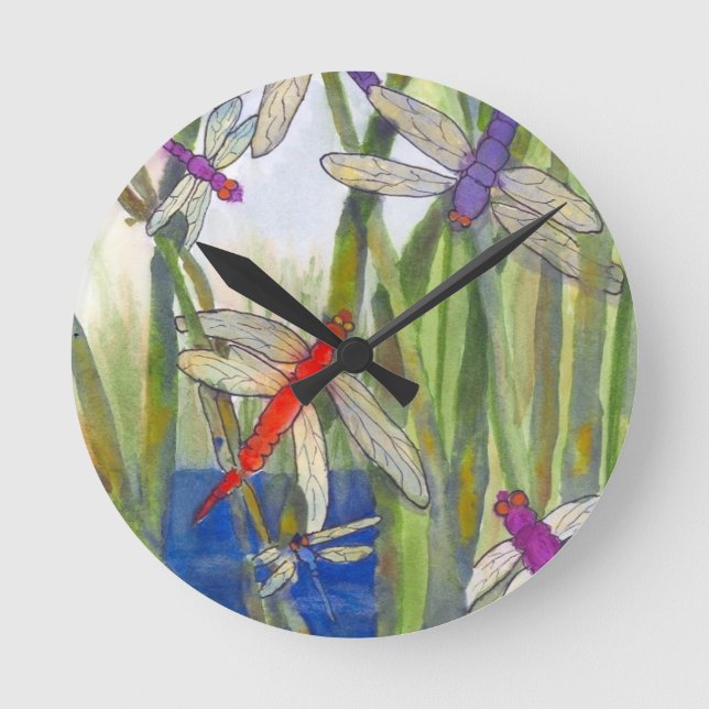 Dragonflies Summer Round Clock (Front)