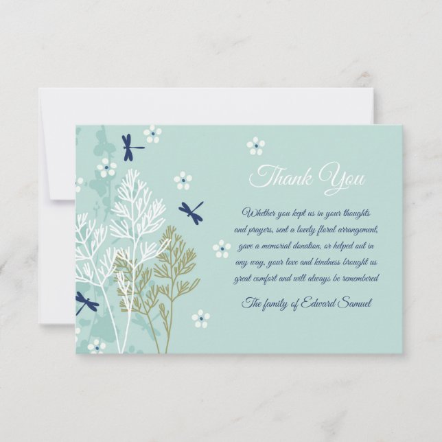 Dragonflies Sympathy Thank You Card (Front)