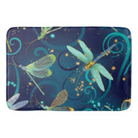 Dragonflies Teal Large Bath Mat