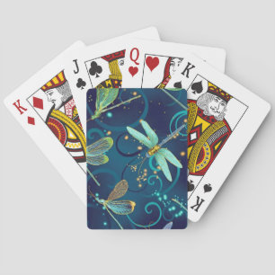Dragonflies Teal Playing Cards