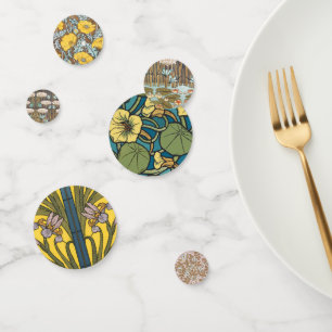 Dragonflies Water Lilies Marsh Art Nouveau Confetti