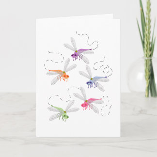 Dragonflies Whimsical Cartoon Art Card