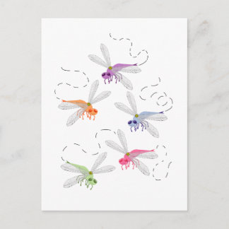 Dragonflies Whimsical Cartoon Art Postcard