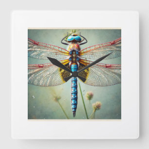 Dragonfly 260924IREF213 - Watercolor Square Wall Clock