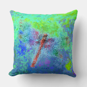 Dragonfly Abstract in Blue Cushion