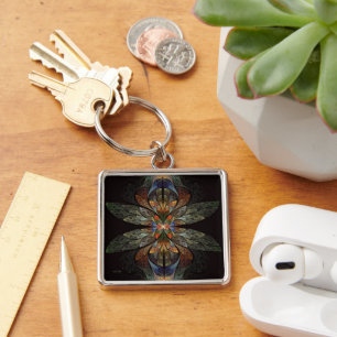 Dragonfly Abstract Key Ring