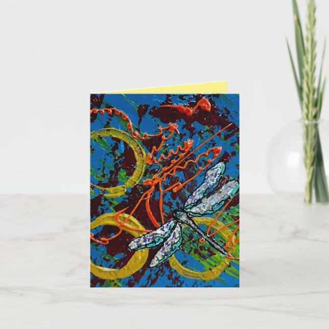 Dragonfly Abstract Note Card Set (Front)